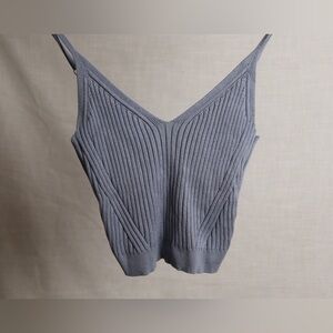 Abercrombie & Fitch Ribbed V-Neck Cami in Slate Blue